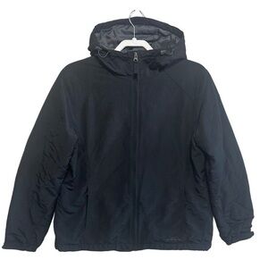 Eddie‎ Bauer Black Hooded Thermore Fleece Softshell Rain Women’s Jacket Sz LP